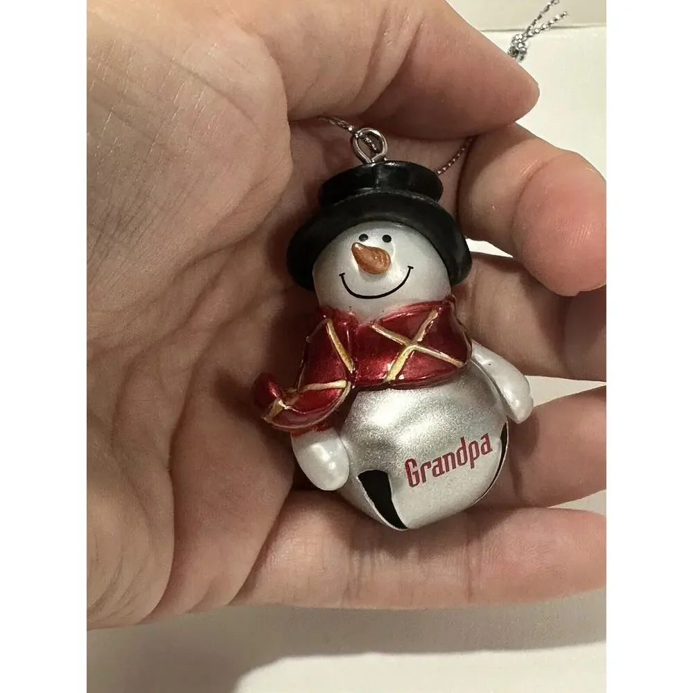 Pair Ganz Snowman Silver Bells‎ Ornament Grandpa And Grandma Lot Of 2